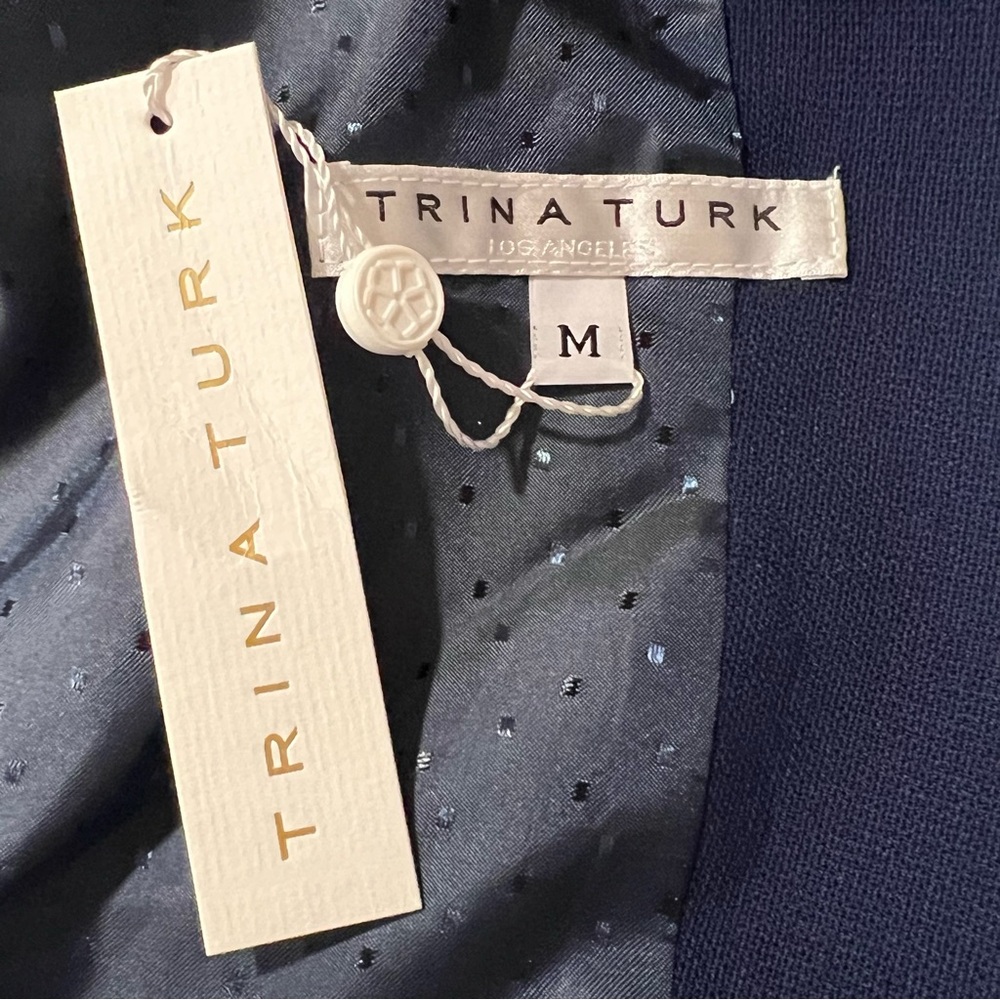 Trina Turk women's trapeze silhouette cropped blazer size medium navy NWT - Picture 3 of 9